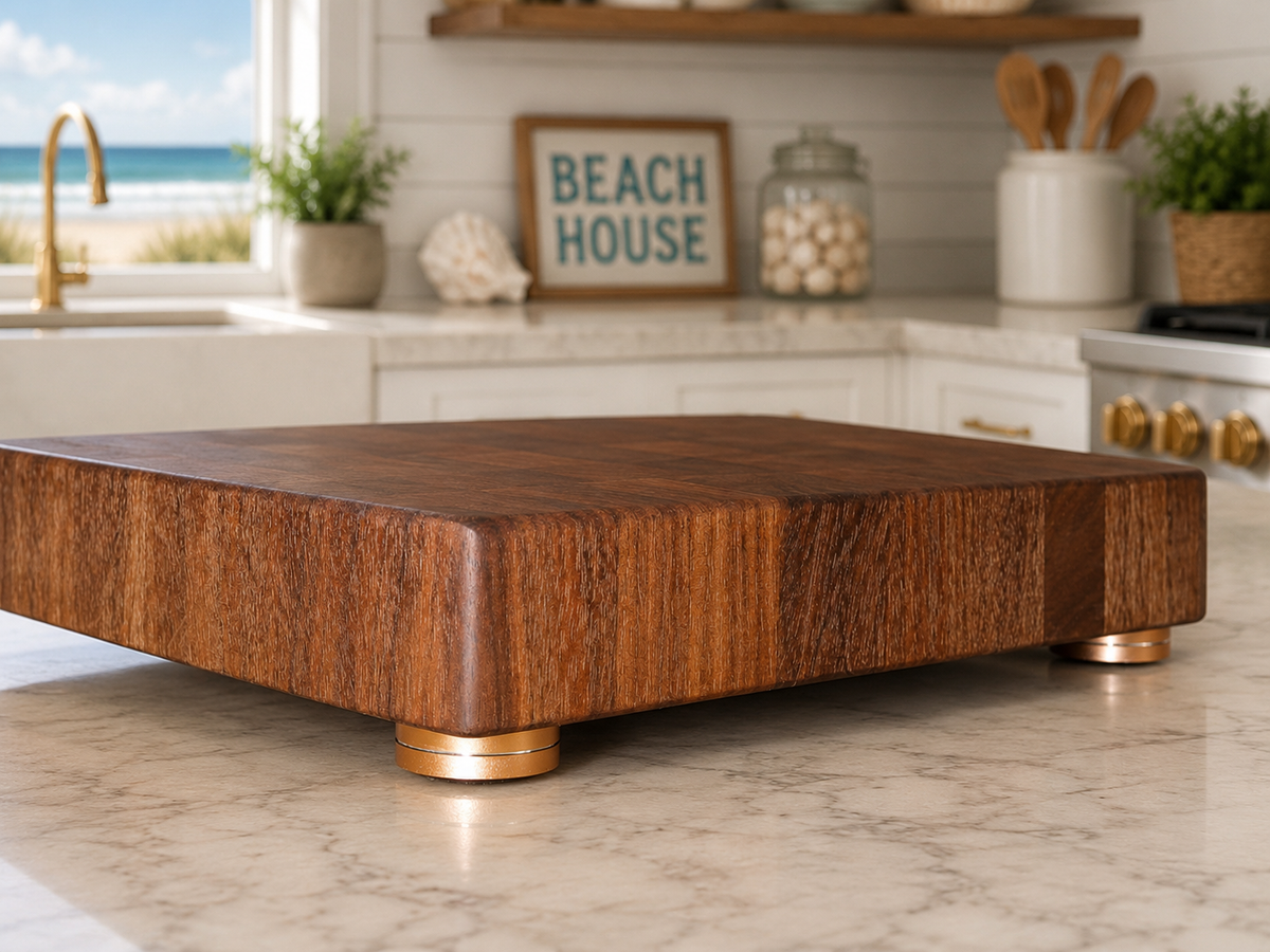 End Grain Walnut Cutting Board with Maple Anchor Inlay